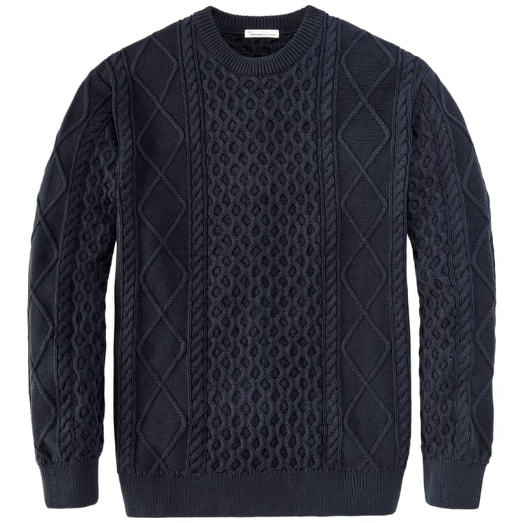 Pull pour homme à motif aranais, Bleu marine