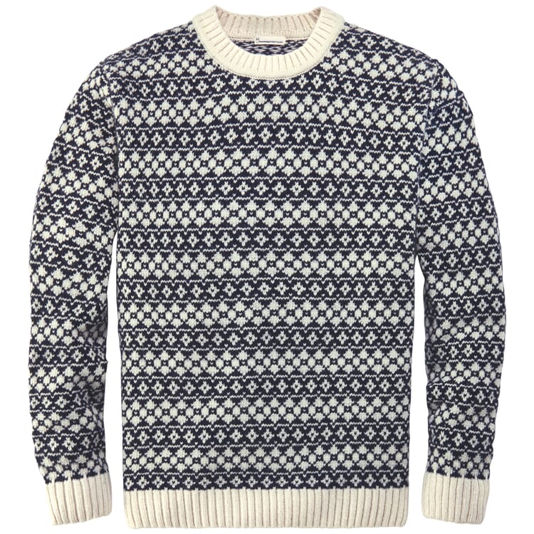 Heren Trui Lamswol, Offwhite-Navy