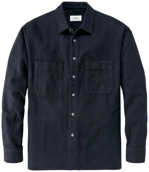 Herren-Hemdjacke gestreift Navy-Schwarz