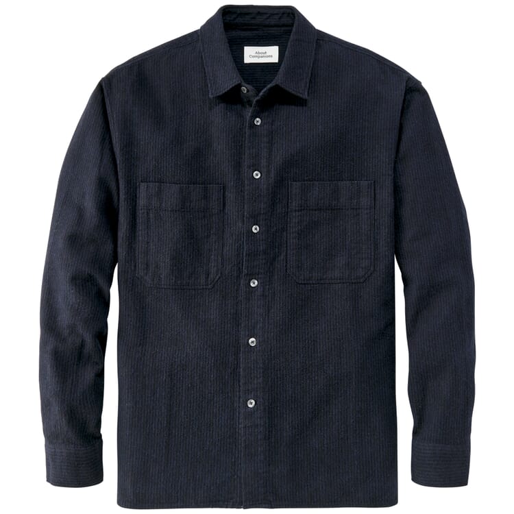 Stribet skjortejakke til mænd, Navy-sort