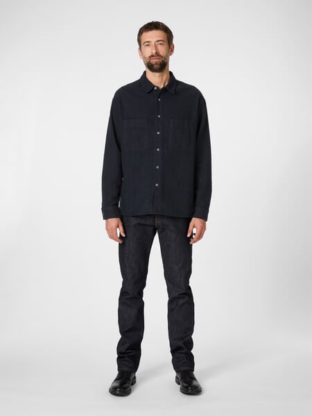 Veste-chemise homme rayée Noir marine, présenté sur un modèle