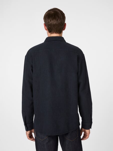 Veste-chemise homme rayée Noir marine, présenté sur un modèle
