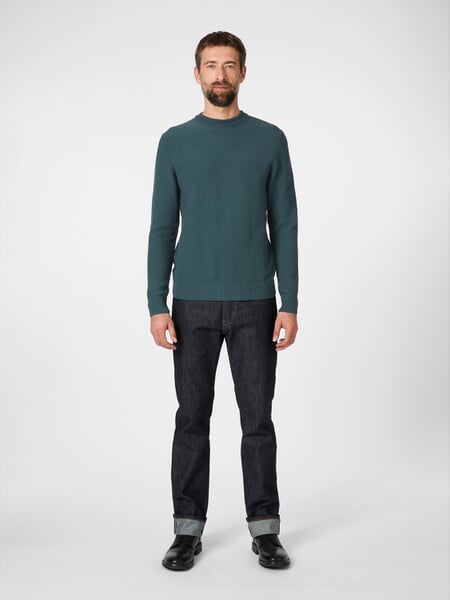 Herren-Strickpullover Petrolgrün, Tragebild