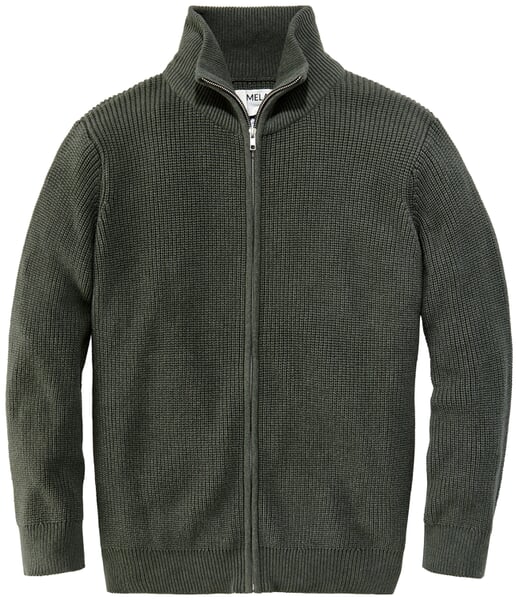 Herren-Strickjacke mit Zip Grünmelange