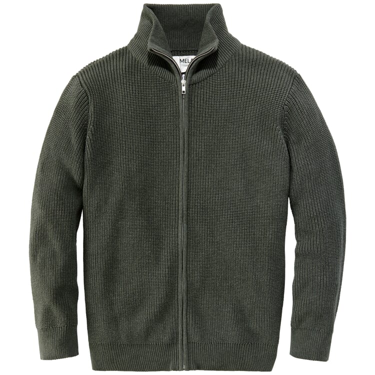 Herren-Strickjacke mit Zip, Grünmelange