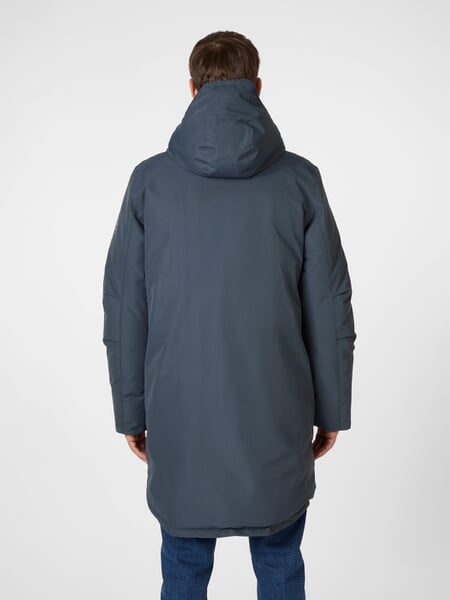 Heren Winter Parka Medium blauw, gepresenteerd op een model
