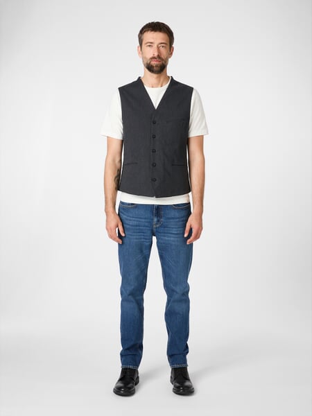 Men's vest structured stripes Anthracite, presented on a model