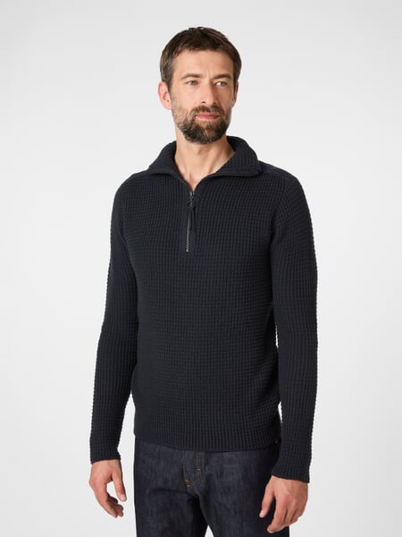 Troyen en tricot pour hommes Bleu foncé, présenté sur un modèle
