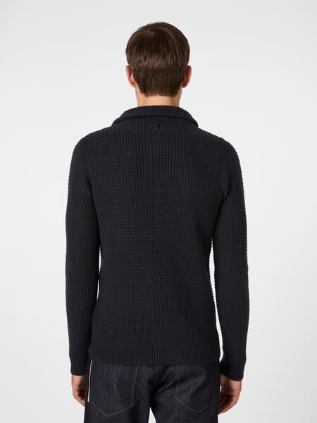 Men knitted royer Dark blue, presented on a model