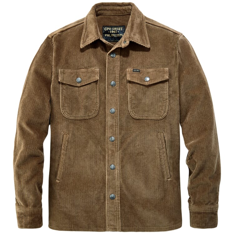 Giacca camicia da uomo 1967 in velluto a coste, Marrone chiaro