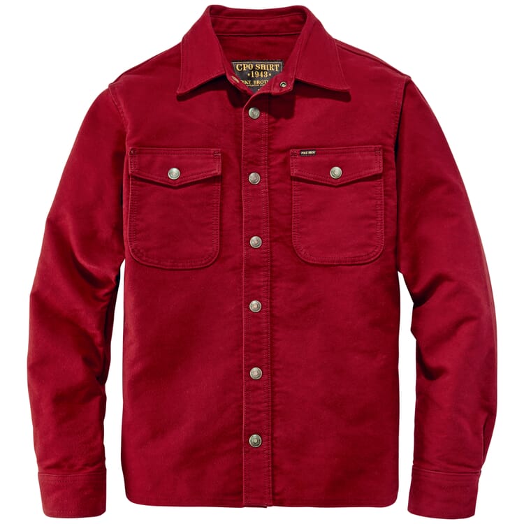 Mens shirt jacket moleskin, Rusty red