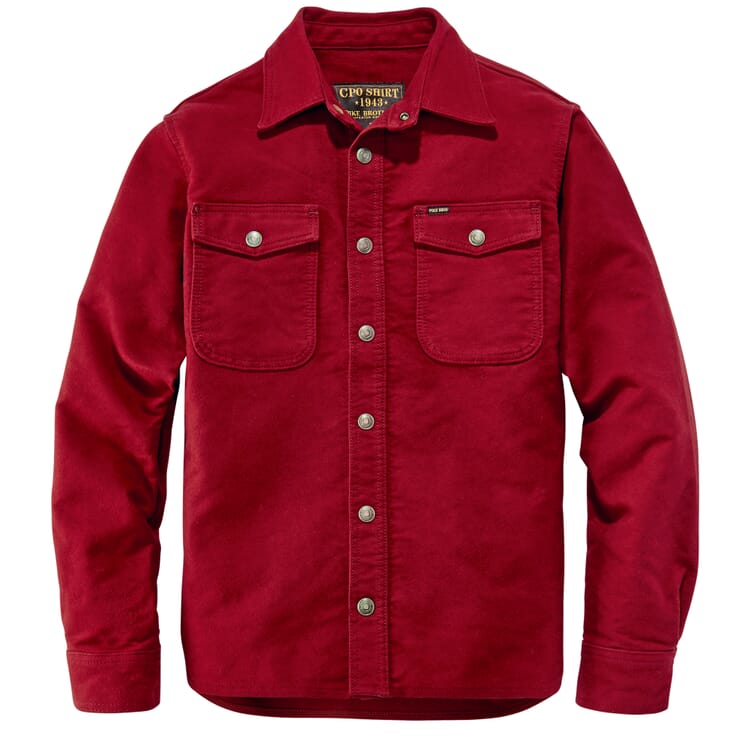 Chaqueta camisera de molesquín para hombre, Rojo óxido