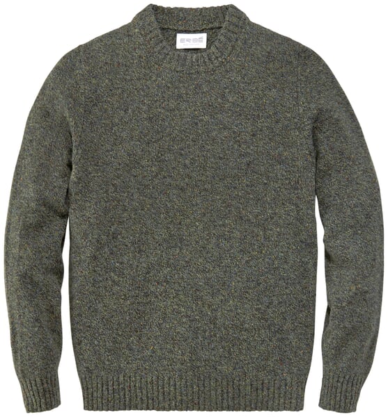 Herren-Shetlandpullover Grünmelange