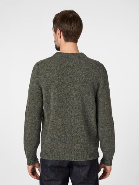 Herren-Shetlandpullover Grünmelange, Tragebild