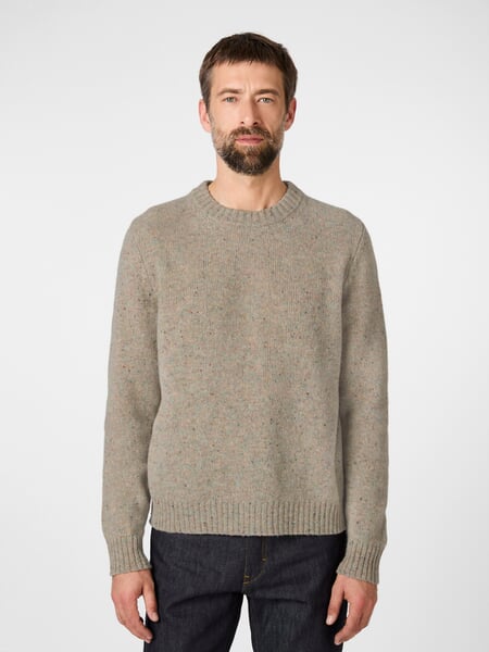 Men's shetland sweater Natural melange, presented on a model
