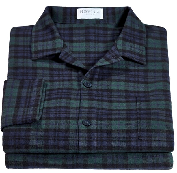 Pyjamas i flannel til mænd Sort-navy-grøn