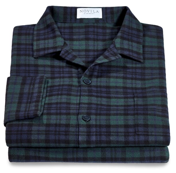 Men's flannel pajamas Black-navy-green