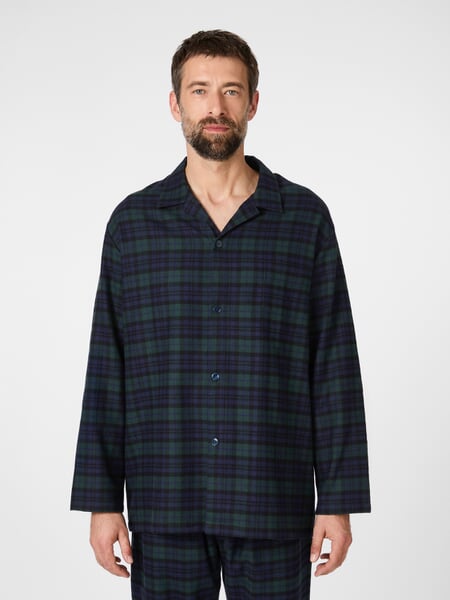 Pyjama en flanelle pour homme Noir-marine-vert, présenté sur un modèle