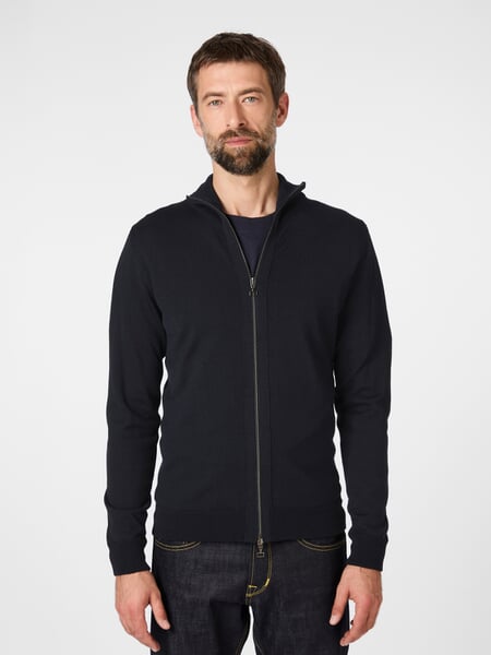 Herren-Strickjacke mit Zip Navy, Tragebild