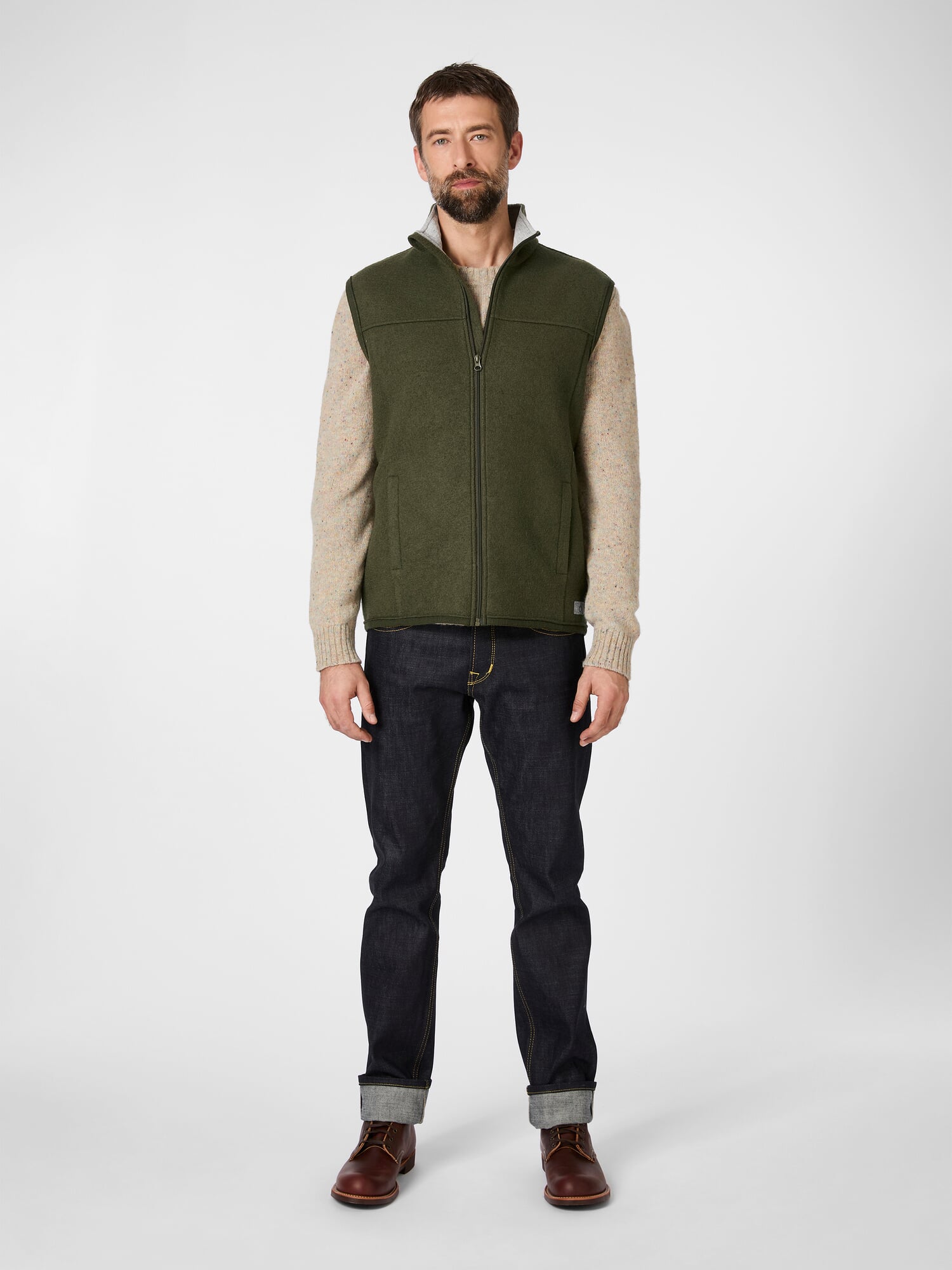 Men's wool vest, Olive | Manufactum