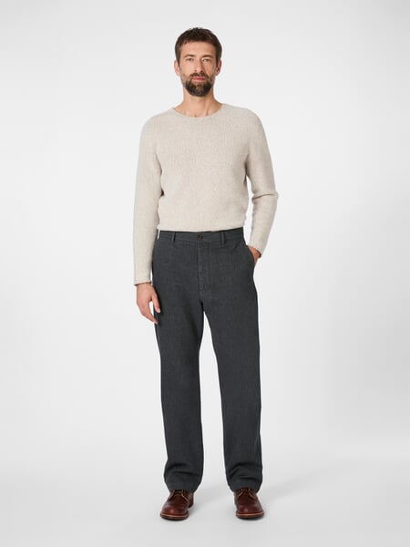 Mens trousers moleskin Grey melange, presented on a model
