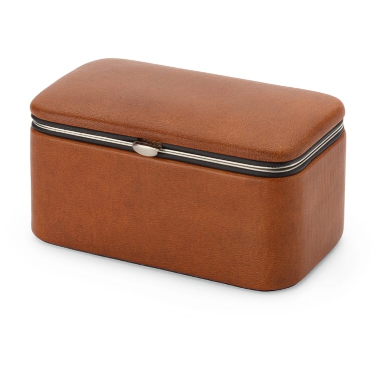 Étui à bijoux en cuir de vache, cognac