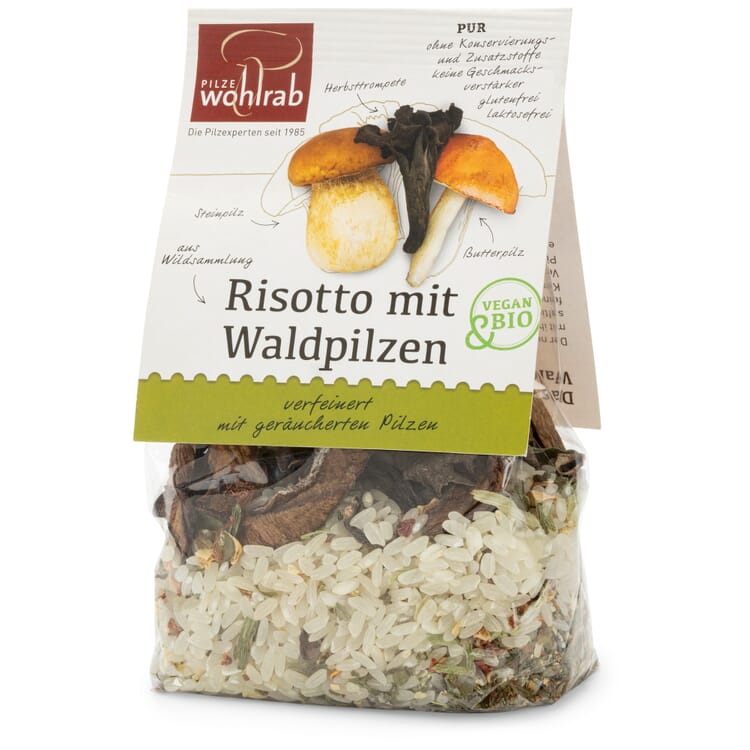 Biologische risotto met wilde paddenstoelen