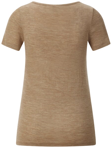 Women’s Short-Sleeve Wool-Silk Shirt Camel