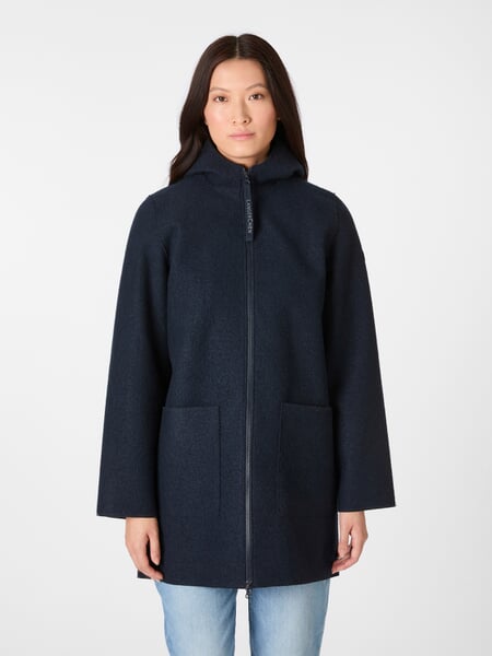 Damen-Wollparka Navy, Tragebild