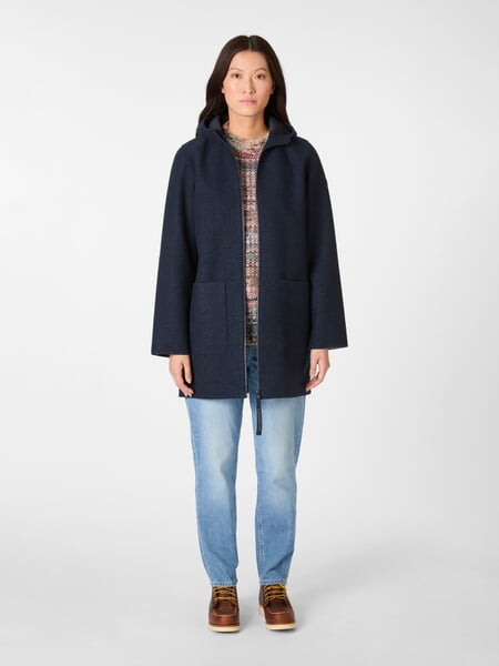Damen-Wollparka Navy, Tragebild