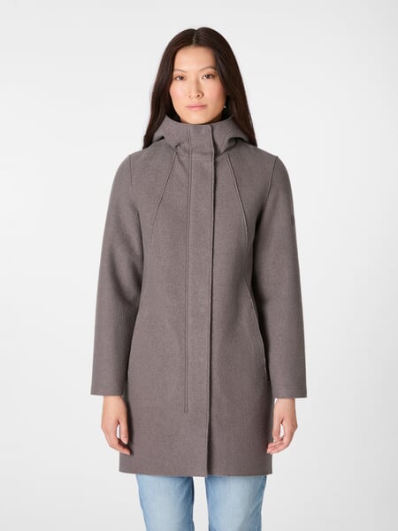 Women's wool parka Mauve, presented on a model