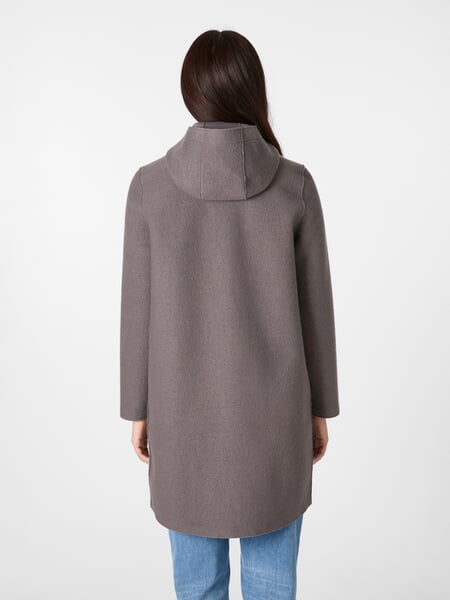 Women's wool parka Mauve, presented on a model