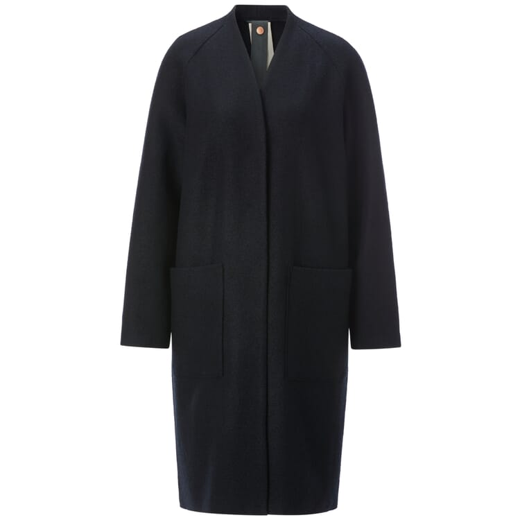 Women’s Wool Coat, Black-blue