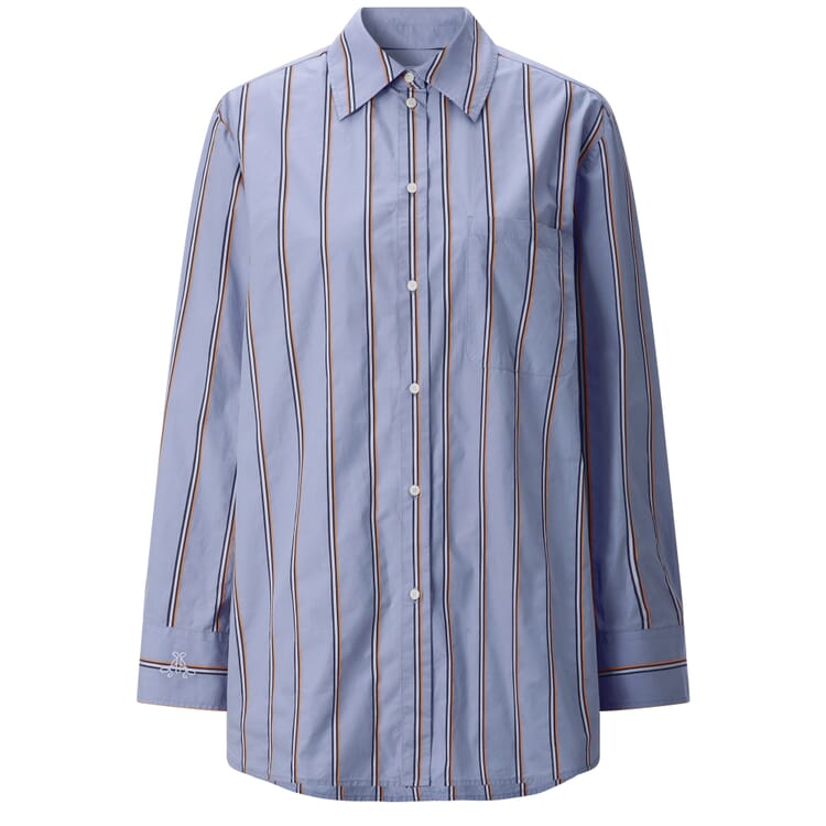 Gestreepte damesoverhemdblouse, Lichtblauw