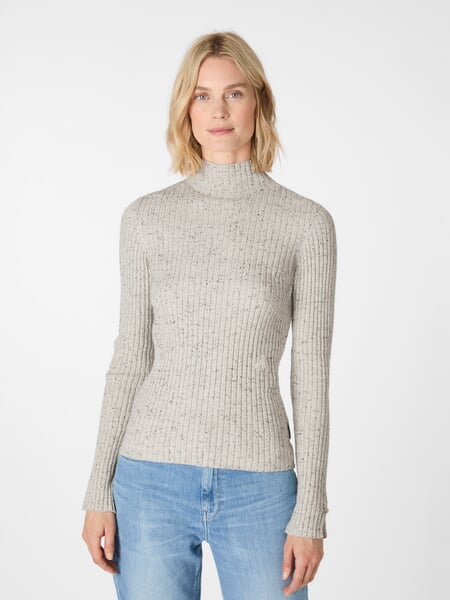 Damen-Strickshirt meliert Hellgrau, Tragebild