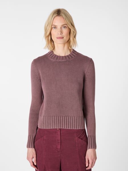 Dame-bomuldstrøje Mauve, præsenteret på en model