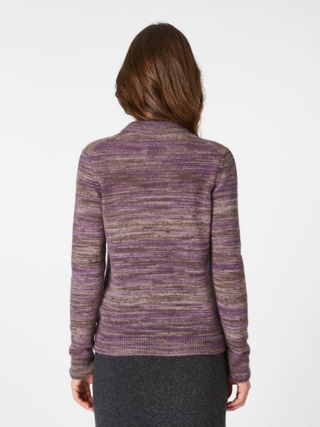 Women's Mottled Cardigan Mauve, presented on a model