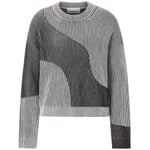 Damen-Rippenpullover Schwarz-Weiß