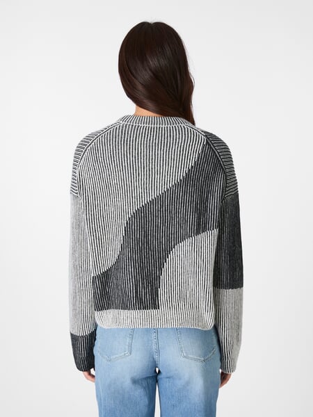 Women's Ribbed Sweater Black and White, presented on a model