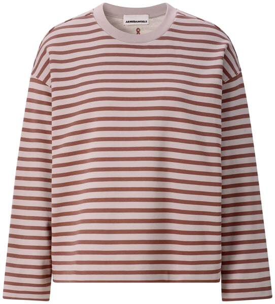 Gestreepte dames-sweater Rosé-wijnrood