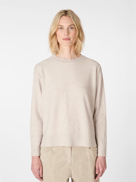Women’s Wool Sweater Natural white, presented on a model