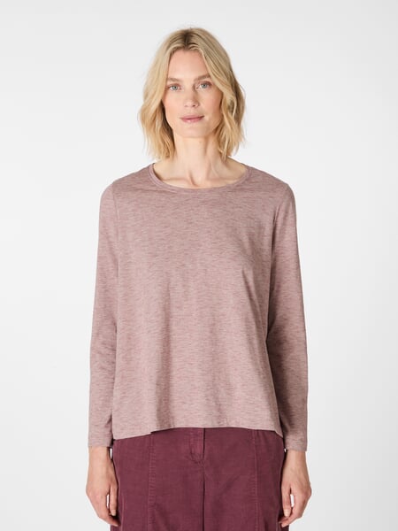 Damen-Langarmshirt Rotmelange, Tragebild