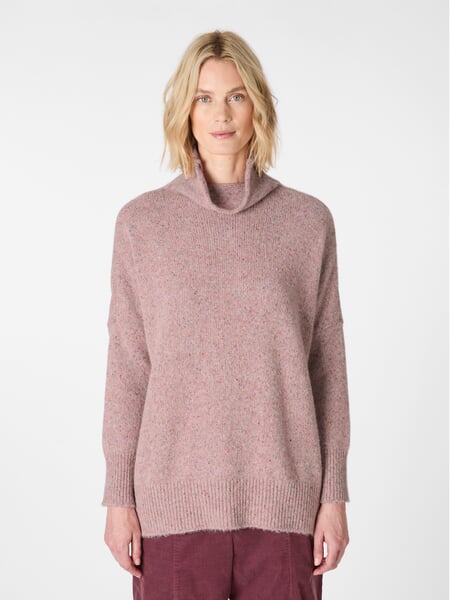 Women's Speckled Knit Sweater Rosé, presented on a model