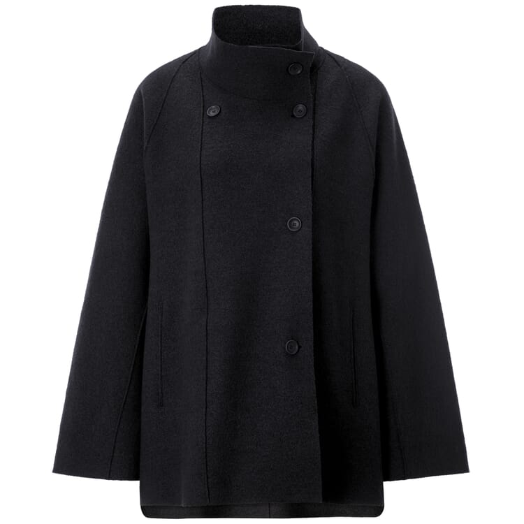 Damen-Outdoorjacke Wolle, Schwarz