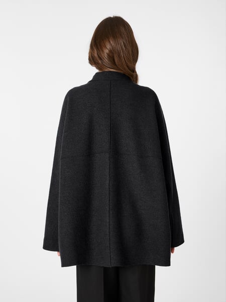 Women's Wool Outdoor Jacket Black, presented on a model