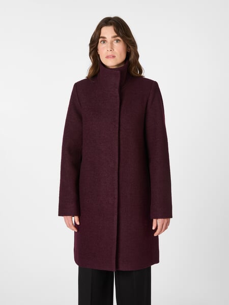 Women’s Felted Coat Bordeaux, presented on a model