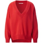Pull-over en maille pour femme col V Rouge