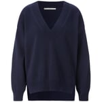Damen-Strickpullover V-Ausschnitt Navy