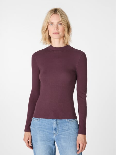 Maglia a costine da donna a manica lunga Rosso vino, Tragebild