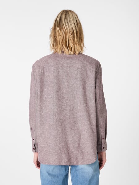 Women’s Marled Flannel Blouse Wine red, presented on a model